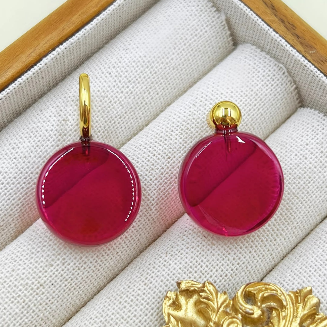 Burgundy Glass Statement Earrings - Lifestyle Display 1