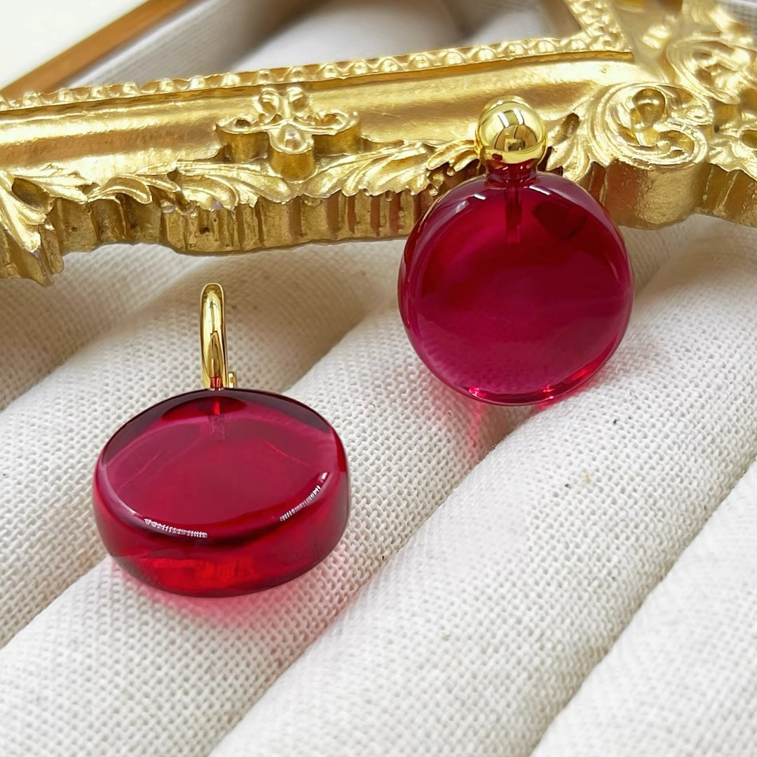 Burgundy Glass Statement Earrings - Lifestyle Display 2