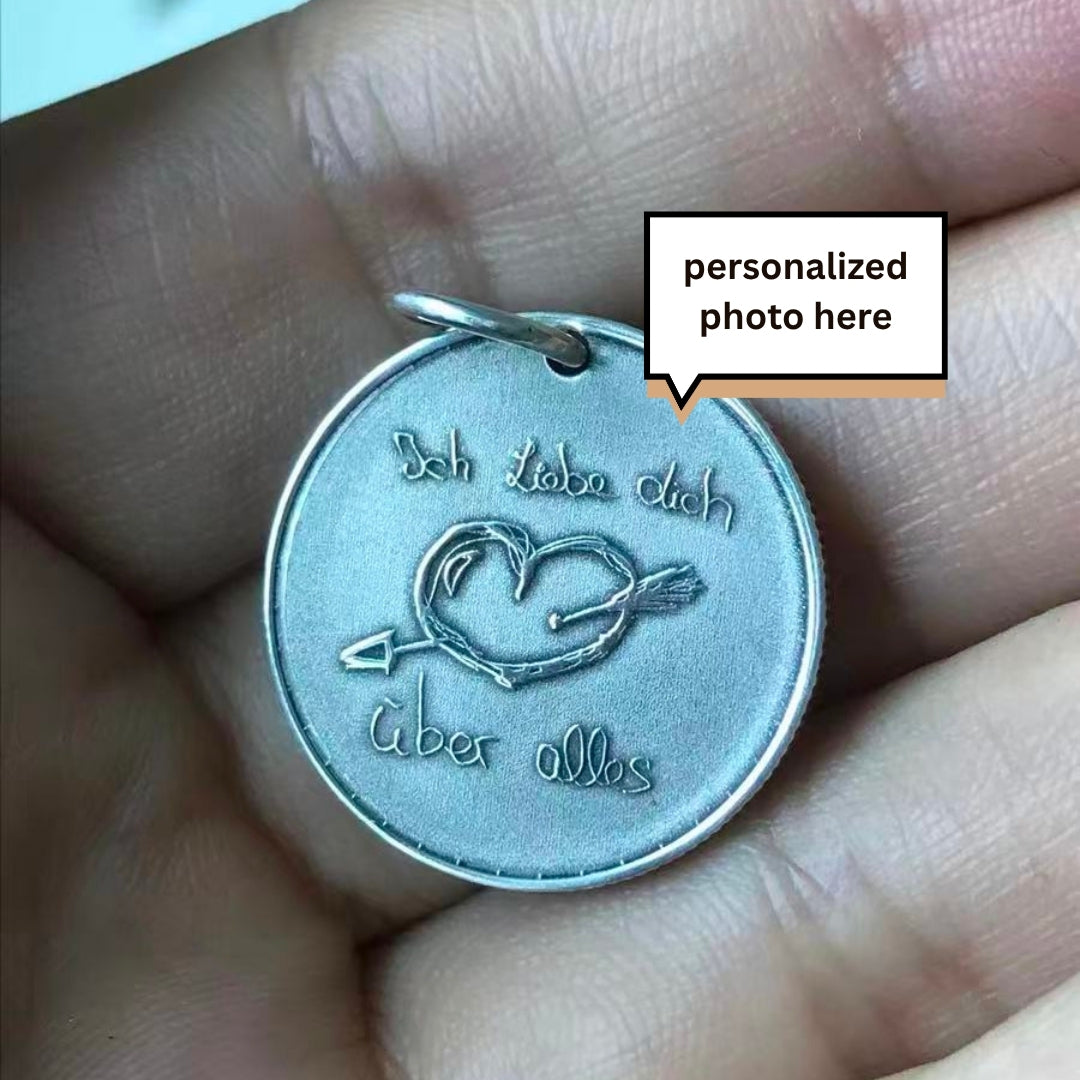 Engraved Pendant Necklace - kids drawing