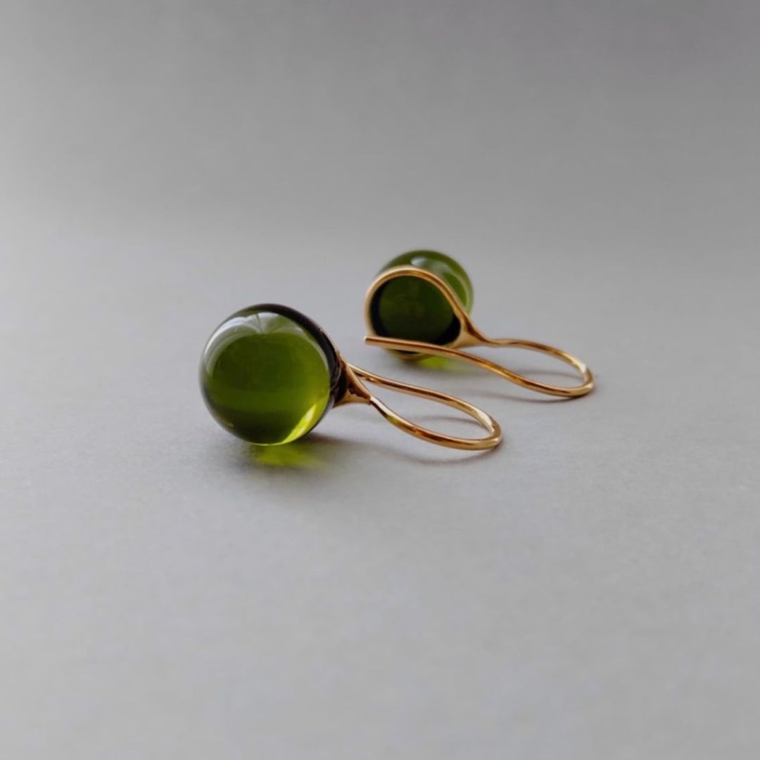 Round Glass Drop Earrings - The Chubby Paw
