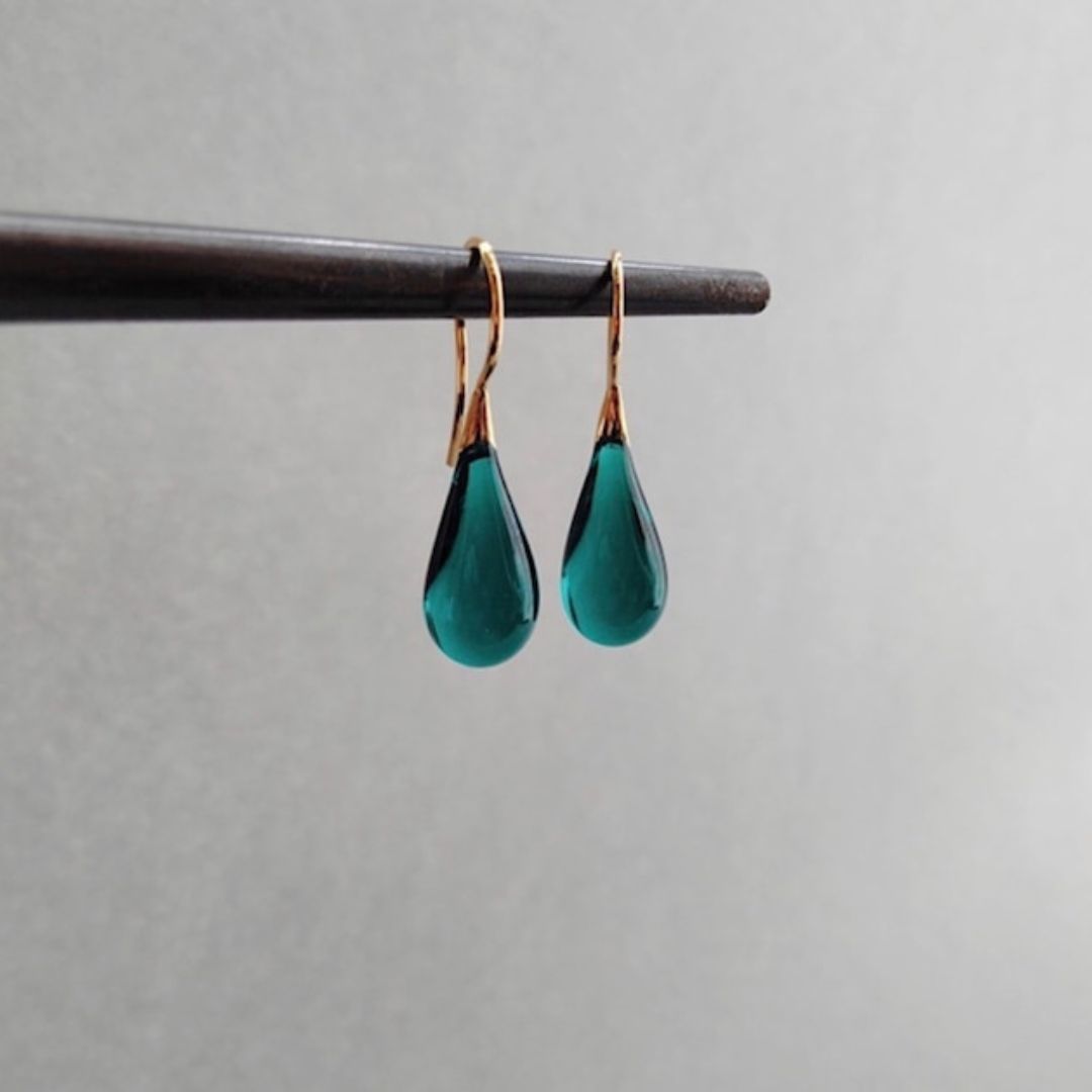 Teardrop Glass Drop Earrings - The Chubby Paw