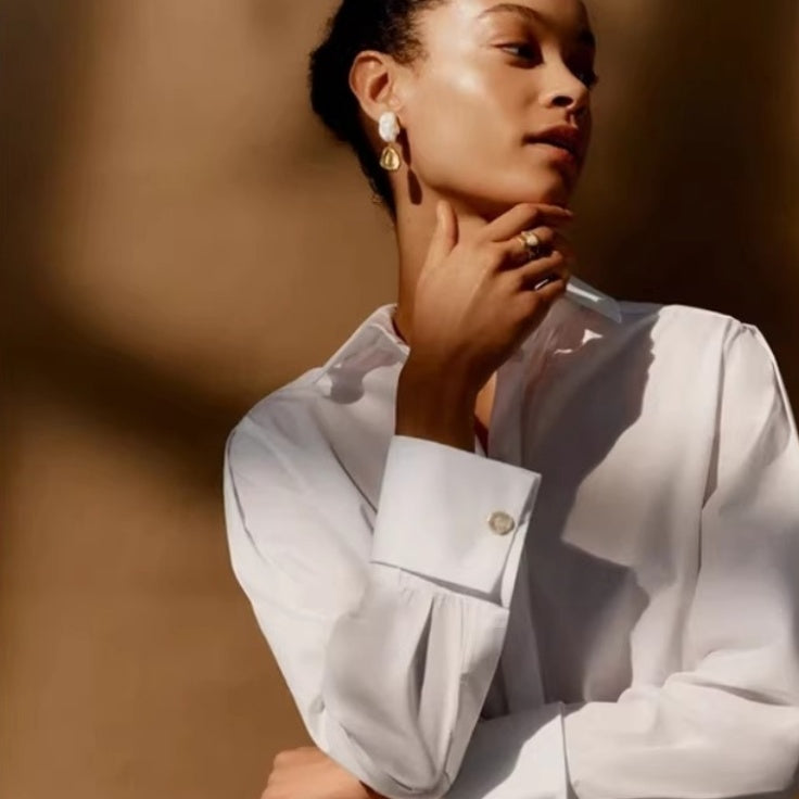 Natural Baroque Pearl Drop Earrings S925 Lifestyle Display 1Silver 18K Gold Plated