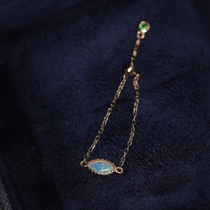 18K Gold Adjustable Chain Ring With Australian Opal - The Chubby Paw
