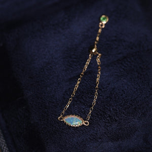18K Gold Adjustable Chain Ring With Australian Opal - The Chubby Paw 