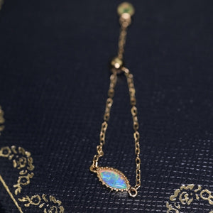 18K Gold Adjustable Chain Ring With Australian Opal - The Chubby Paw 