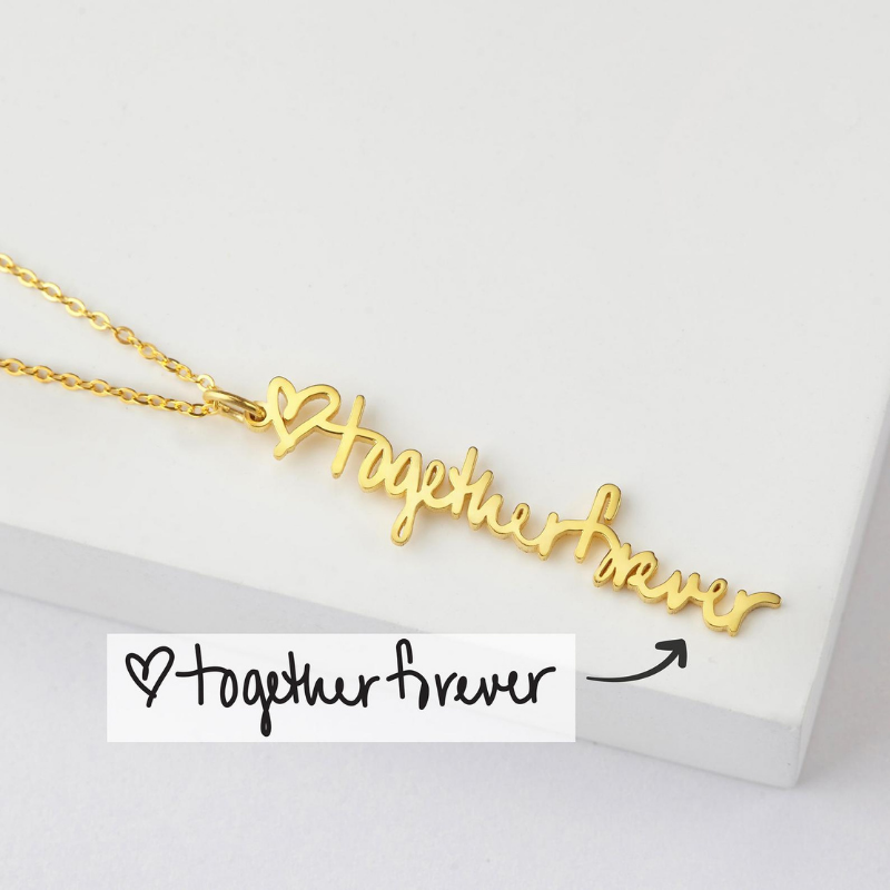 Vertical Handwriting Necklace - The Chubby Paw 