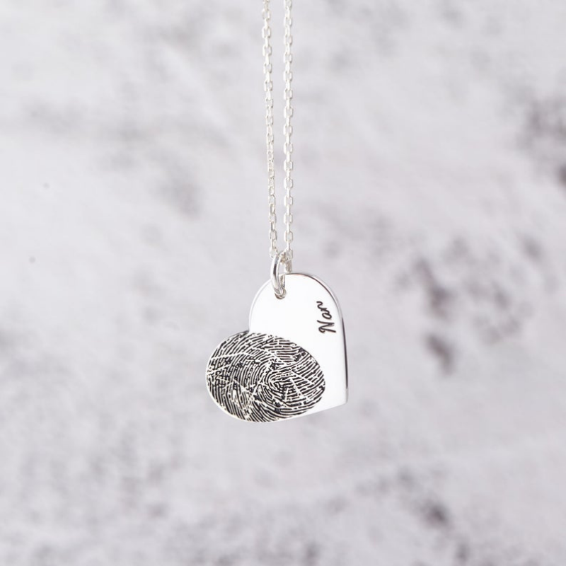 Heart Fingerprint Necklace - The Chubby Paw