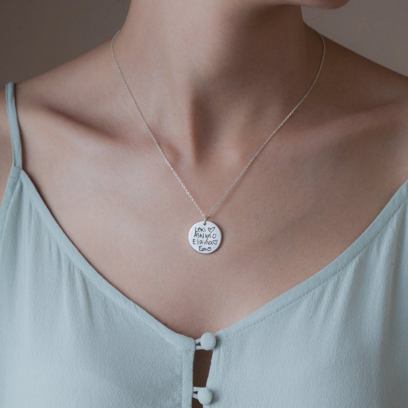 Disc Handwriting Necklace - The Chubby Paw