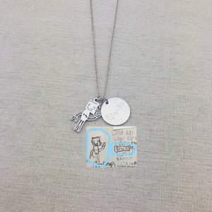 Personalized Kids Drawing Necklace With 2 Pendant - The Chubby Paw 