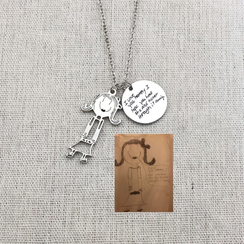 Personalized Kids Drawing Necklace With 2 Pendant - The Chubby Paw