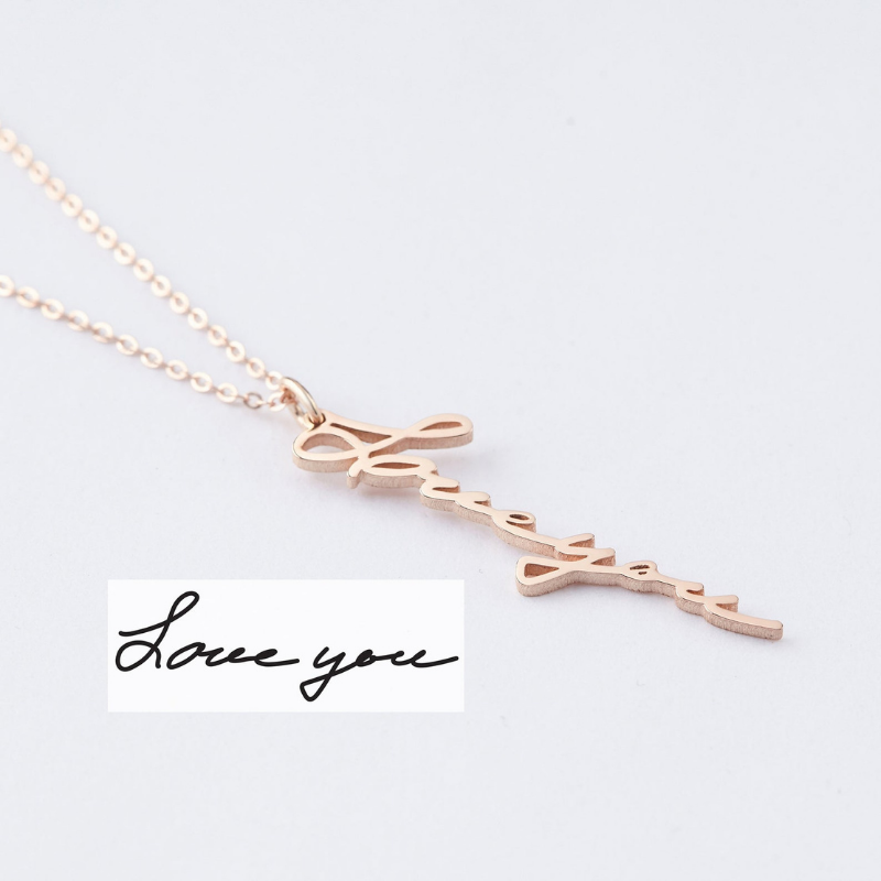 Vertical Handwriting Necklace - The Chubby Paw 