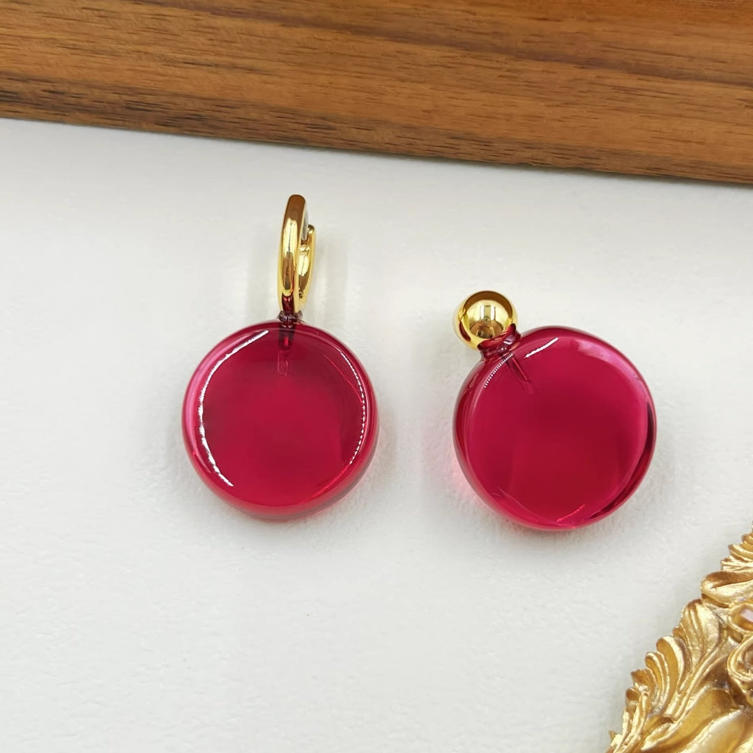 Burgundy Glass Statement Earrings - Lifestyle Display 3