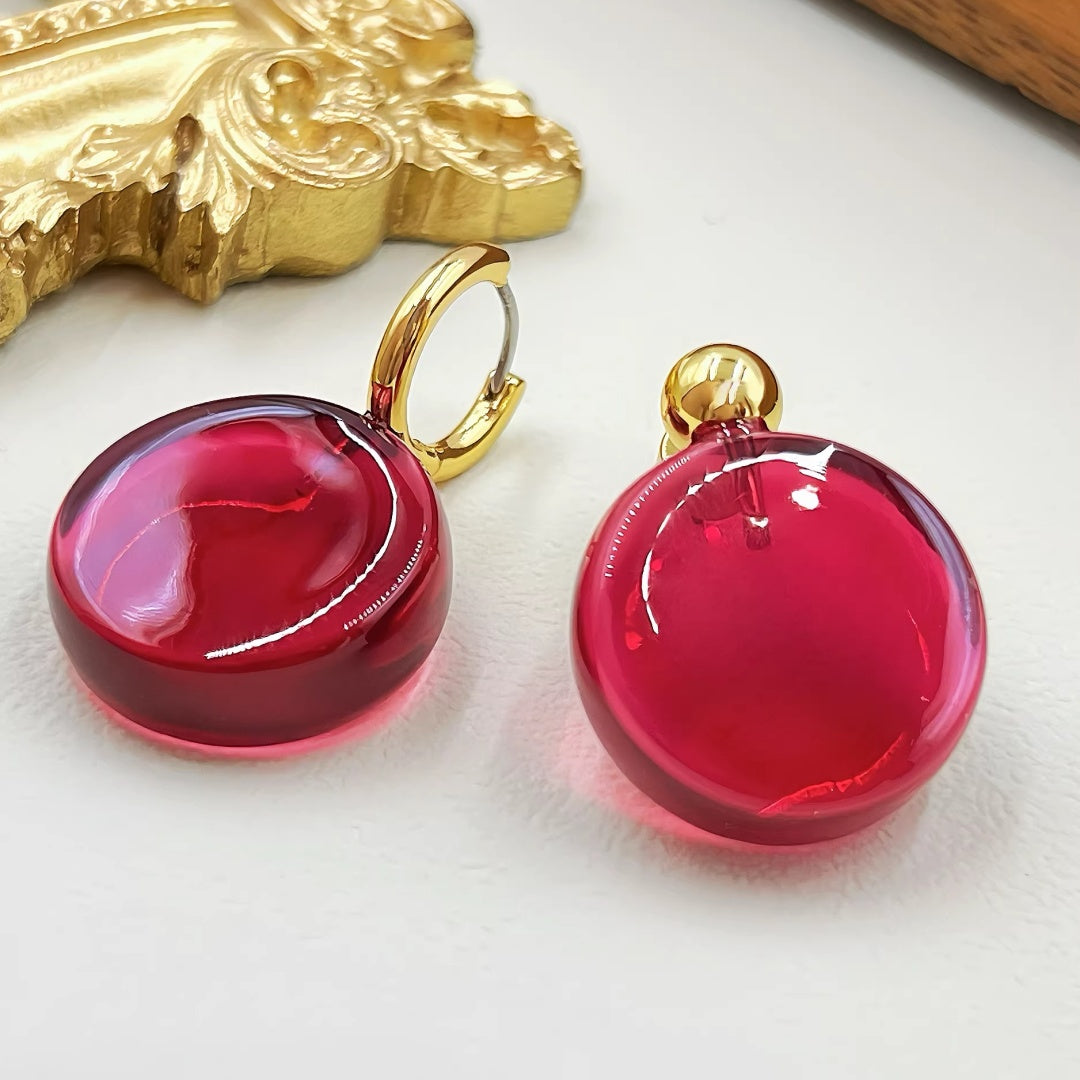 Burgundy Glass Statement Earrings - Lifestyle Display 4