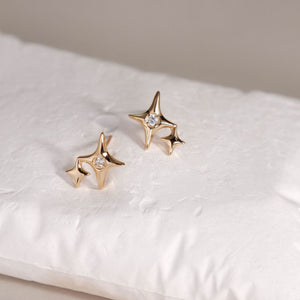 Gold starburst earrings, Celestial stud earrings, Gold celestial earrings, Star stud earrings, Minimalist starburst studs, Celestial gold studs, Cosmic earrings.