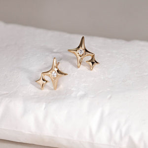 Gold starburst earrings, Celestial stud earrings, Gold celestial earrings, Star stud earrings, Minimalist starburst studs, Celestial gold studs, Cosmic earrings.