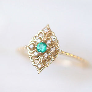 Customized Listing -18K gold filigree emerald diamond jewelery set