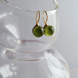 Round Glass Drop Earrings - The Chubby Paw 