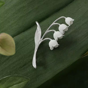 Handcrafted Silver Lily Of The Valley White Floral Statement Wedding Brooch