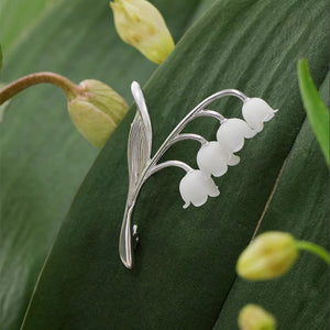 Handcrafted Silver Lily Of The Valley White Floral Statement Brooch