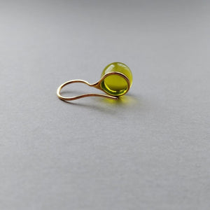 Japanese Artist Handcrafted Round Glass Drop Earrings in Lemon Yellow