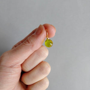 Japanese Artist Handcrafted Round Glass Drop Earrings in Lemon Yellow