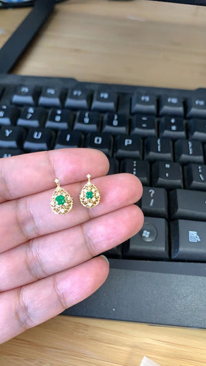 Customized Listing -18K gold filigree emerald diamond jewelery set