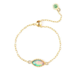 18K Gold Adjustable Chain Ring With Australian Opal