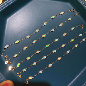 18K Gold Bracelet With Genuine Australian Fire Opal Gemstone 