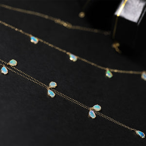 18k gold choker necklace with multi Australian opal gemstone