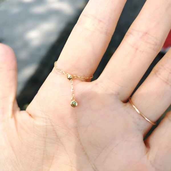 18K Gold Adjustable Chain Ring With Australian Opal - The Chubby Paw