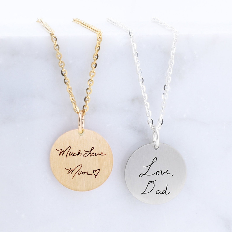 Disc Handwriting Necklace - The Chubby Paw 