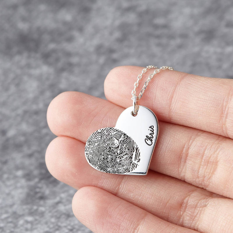 Heart Fingerprint Necklace - The Chubby Paw 