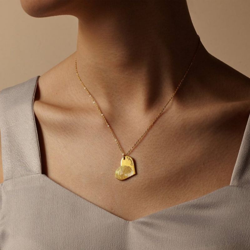 Heart Fingerprint Necklace - The Chubby Paw 