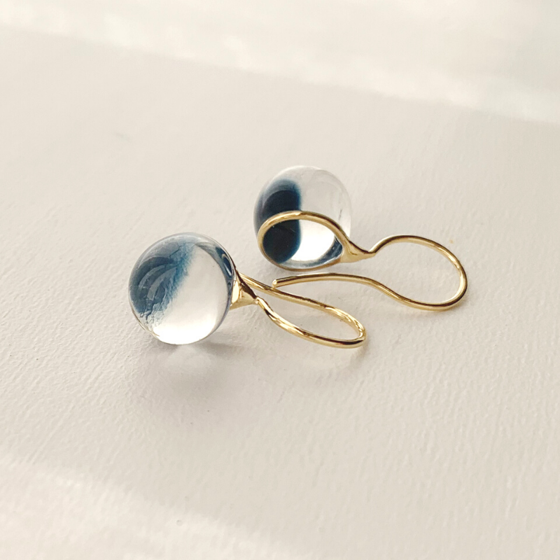 Japan Designer brand Knap handmade jewelry handcrafted glass stud earrings