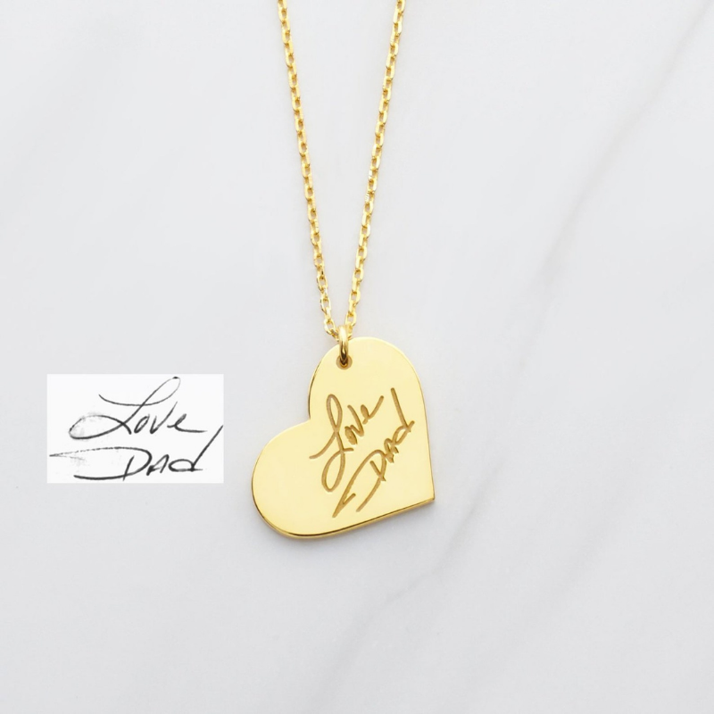 Handwriting Heart Necklace - The Chubby Paw 
