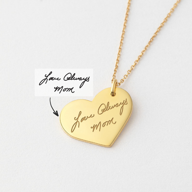 Handwriting Heart Necklace - The Chubby Paw 