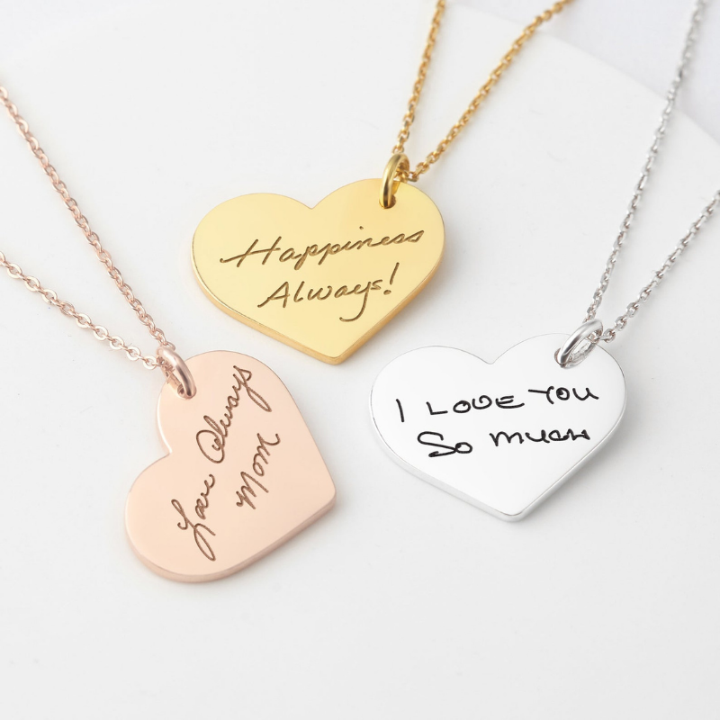 Handwriting Heart Necklace - The Chubby Paw 