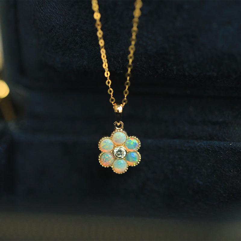 The-Chubby-Paw-18K-Gold-Vintage-Looking-Sunflower-Opal-And-Diamond-Pendant-Necklace