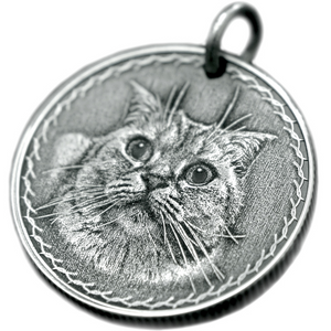 This vintage looking coin pendant necklace can be personalized with your photo, your cat or your dog photo portrait, made of solid silver.